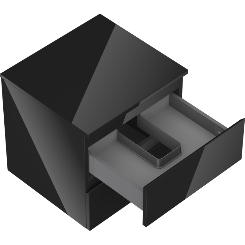 Mexen Orio Badezimmerschrank 50 cm mit Arbeitsplatte, 2 Schubladen, schwarz glänzend - 91A10-05047-2-BFFC70