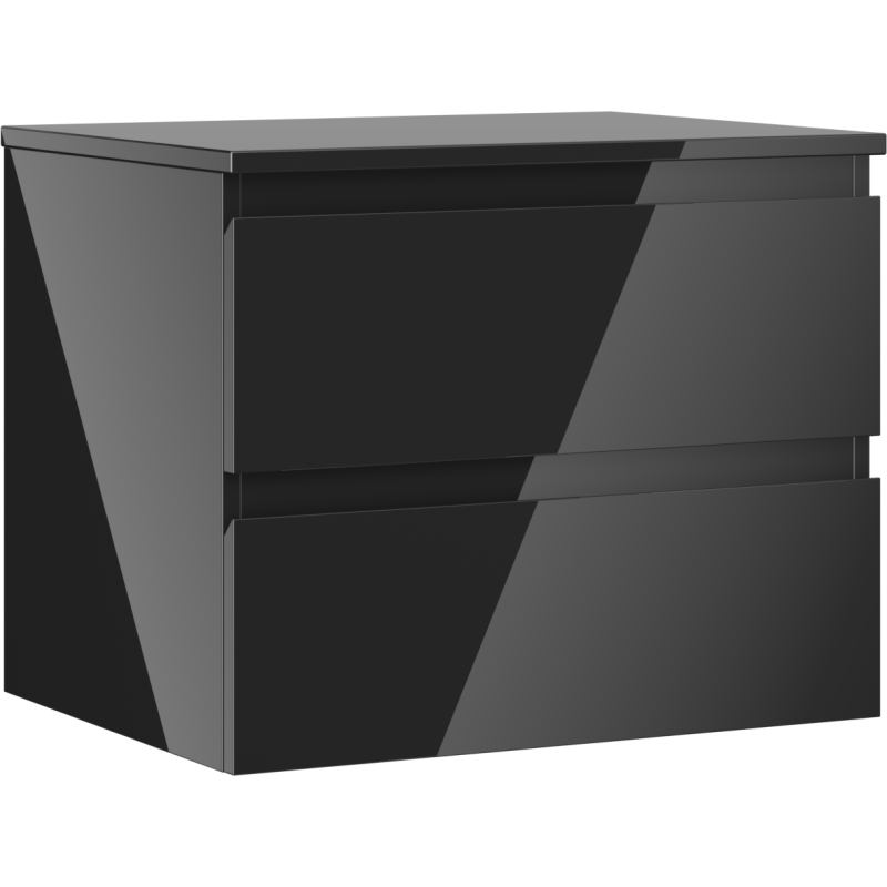 Mexen Orio Badezimmer-Unterschrank 60 cm mit Arbeitsplatte, 2 Schubladen, schwarz glänzend - 91A10-06047-2-BFFC70
