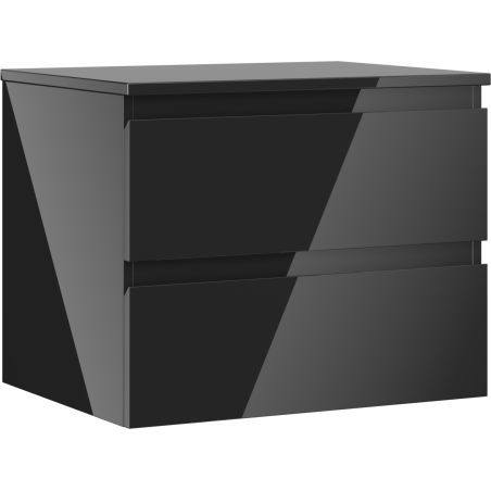 Mexen Orio Badezimmer-Unterschrank 60 cm mit Arbeitsplatte, 2 Schubladen, schwarz glänzend - 91A10-06047-2-BFFC70