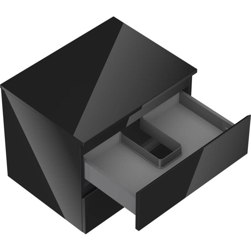 Mexen Orio Badezimmer-Unterschrank 60 cm mit Arbeitsplatte, 2 Schubladen, schwarz glänzend - 91A10-06047-2-BFFC70