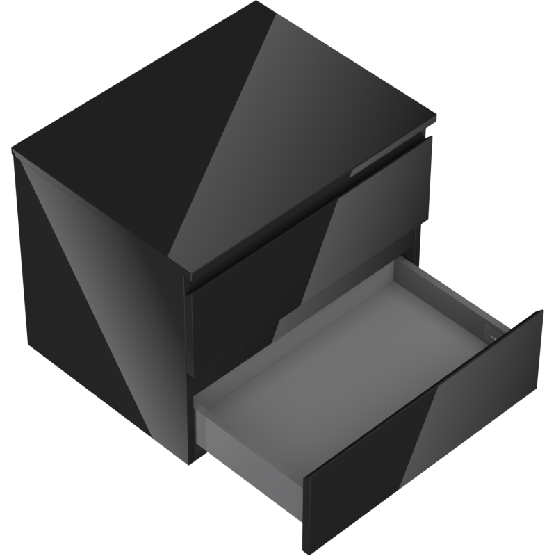 Mexen Orio Badezimmer-Unterschrank 60 cm mit Arbeitsplatte, 2 Schubladen, schwarz glänzend - 91A10-06047-2-BFFC70