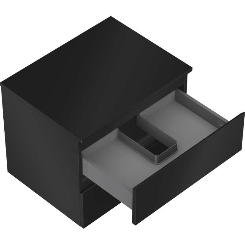 Mexen Orio Badezimmerunterschrank 60 cm mit Arbeitsplatte, 2 Schubladen, Schwarz Matt - 91A10-06047-2-BFFC71