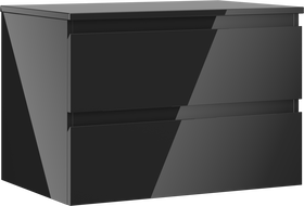 Mexen Orio Badezimmerschrank für Waschbecken 70 cm mit Arbeitsplatte, 2 Schubladen, Schwarz glänzend - 91A10-07047-2-BFFC70