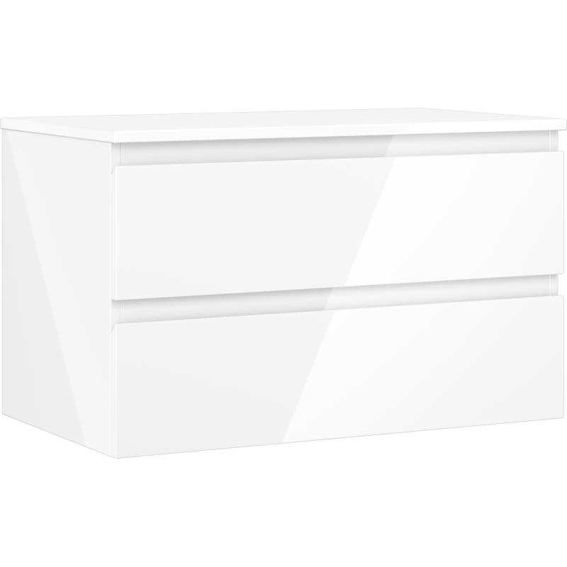 Mexen Orio Badezimmerschrank für Waschtisch 80 cm mit Arbeitsplatte, 2 Schubladen, weiß glänzend - 91A10-08047-2-BFFC00