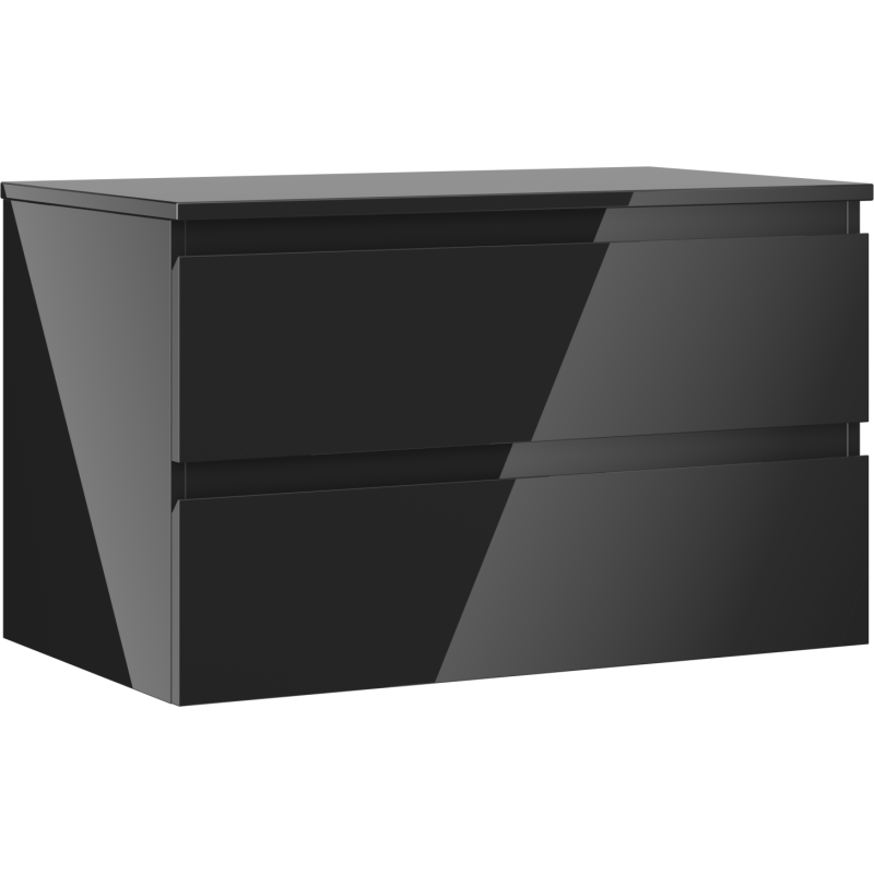 Mexen Orio Badezimmerschrank unter Waschbecken 80 cm mit Arbeitsplatte, 2 Schubladen, schwarz glänzend - 91A10-08047-2-BFFC70