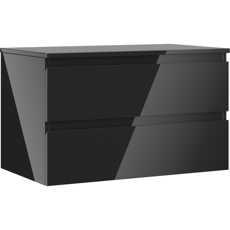 Mexen Orio Badezimmerschrank unter Waschbecken 80 cm mit Arbeitsplatte, 2 Schubladen, schwarz glänzend - 91A10-08047-2-BFFC70