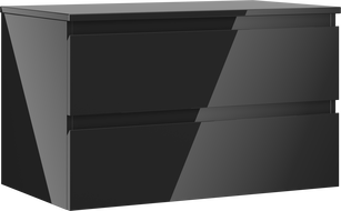 Mexen Orio Badezimmerschrank unter Waschbecken 80 cm mit Arbeitsplatte, 2 Schubladen, schwarz glänzend - 91A10-08047-2-BFFC70
