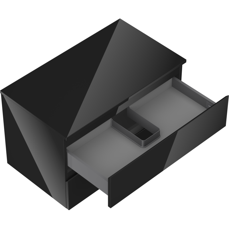Mexen Orio Badezimmerschrank unter Waschbecken 80 cm mit Arbeitsplatte, 2 Schubladen, schwarz glänzend - 91A10-08047-2-BFFC70