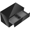 Mexen Orio Badezimmerschrank unter Waschbecken 80 cm mit Arbeitsplatte, 2 Schubladen, schwarz glänzend - 91A10-08047-2-BFFC70