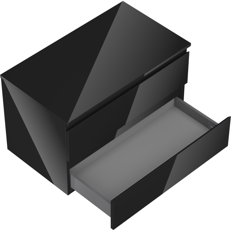Mexen Orio Badezimmerschrank unter Waschbecken 80 cm mit Arbeitsplatte, 2 Schubladen, schwarz glänzend - 91A10-08047-2-BFFC70