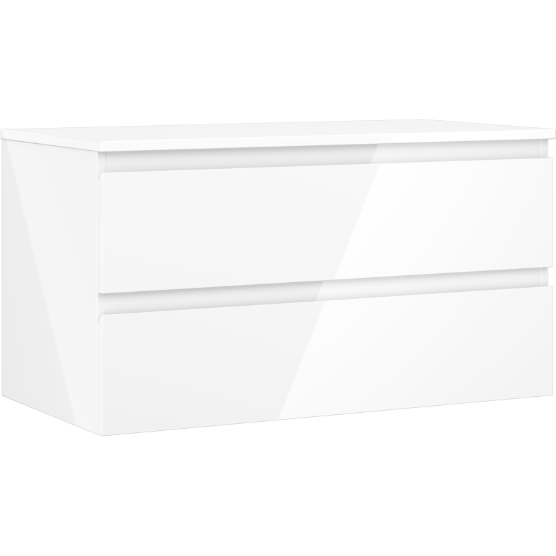 Mexen Orio Badezimmer-Unterschrank 90 cm mit Arbeitsplatte, 2 Schubladen, weiß glänzend - 91A10-09047-2-BFFC00
