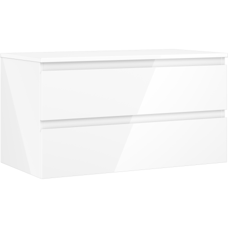 Mexen Orio Badezimmer-Unterschrank 90 cm mit Arbeitsplatte, 2 Schubladen, weiß glänzend - 91A10-09047-2-BFFC00
