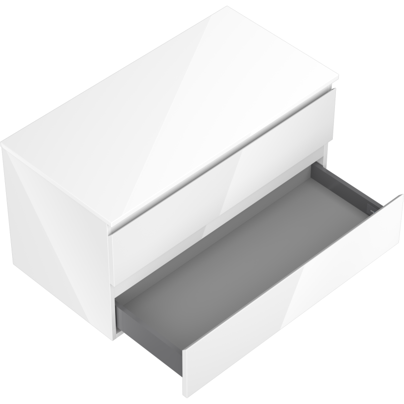 Mexen Orio Badezimmer-Unterschrank 90 cm mit Arbeitsplatte, 2 Schubladen, weiß glänzend - 91A10-09047-2-BFFC00