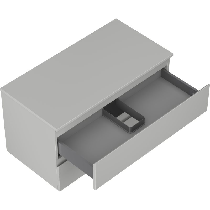 Mexen Orio Badezimmerschrank mit Waschbecken, 90 cm mit Arbeitsplatte, 2 Schubladen, graumatt - 91A10-09047-2-BFFC62
