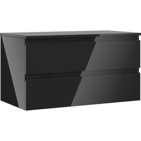 Mexen Orio Badezimmer-Unterschrank 90 cm mit Arbeitsplatte, 2 Schubladen, Schwarz Hochglanz - 91A10-09047-2-BFFC70
