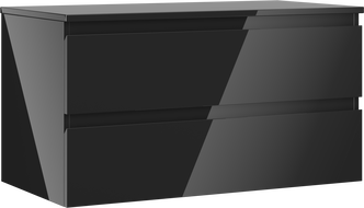 Mexen Orio Badezimmer-Unterschrank 90 cm mit Arbeitsplatte, 2 Schubladen, Schwarz Hochglanz - 91A10-09047-2-BFFC70