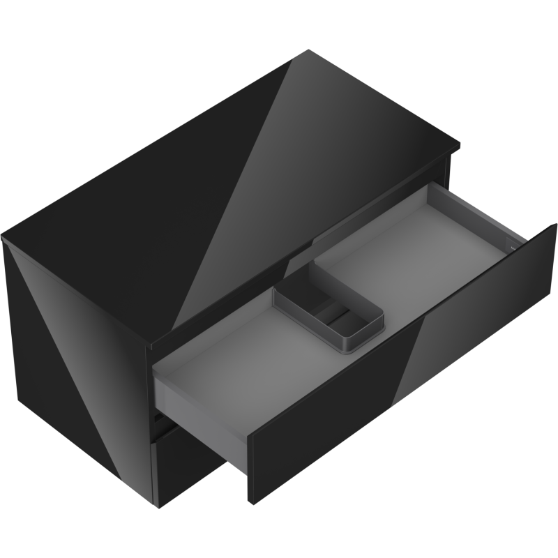 Mexen Orio Badezimmer-Unterschrank 90 cm mit Arbeitsplatte, 2 Schubladen, Schwarz Hochglanz - 91A10-09047-2-BFFC70