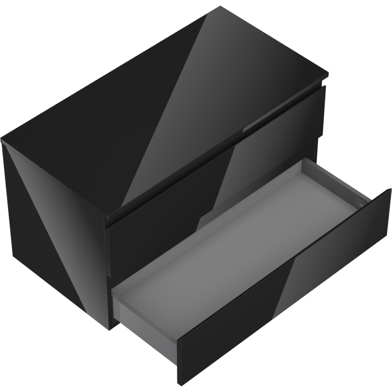 Mexen Orio Badezimmer-Unterschrank 90 cm mit Arbeitsplatte, 2 Schubladen, Schwarz Hochglanz - 91A10-09047-2-BFFC70