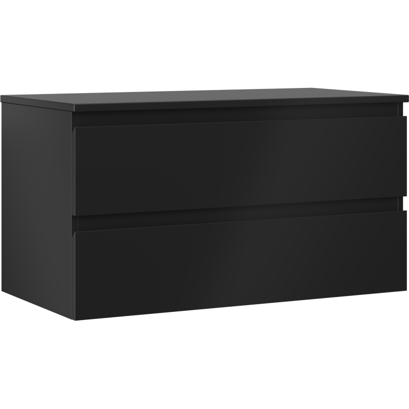 Mexen Orio Badezimmerschrank für Waschbecken 90 cm mit Platte, 2 Schubladen, schwarz matt - 91A10-09047-2-BFFC71