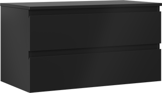 Mexen Orio Badezimmerschrank für Waschbecken 90 cm mit Platte, 2 Schubladen, schwarz matt - 91A10-09047-2-BFFC71