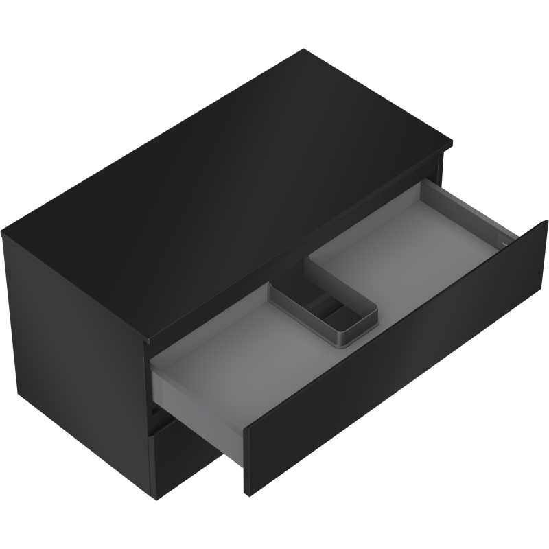 Mexen Orio Badezimmerschrank für Waschbecken 90 cm mit Platte, 2 Schubladen, schwarz matt - 91A10-09047-2-BFFC71