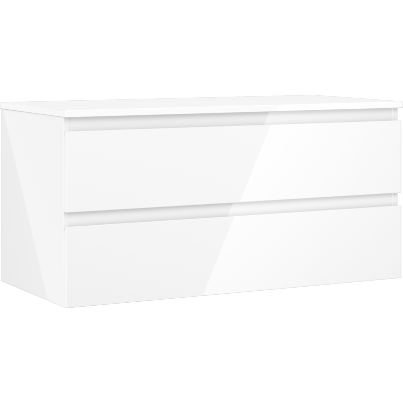 Mexen Orio Badezimmerschrank 100 cm mit Arbeitsplatte, 2 Schubladen, weiß glänzend - 91A10-10047-2-BFFC00