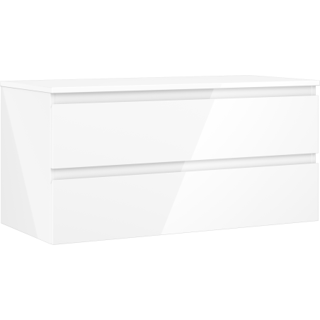 Mexen Orio Badezimmerschrank 100 cm mit Arbeitsplatte, 2 Schubladen, weiß glänzend - 91A10-10047-2-BFFC00