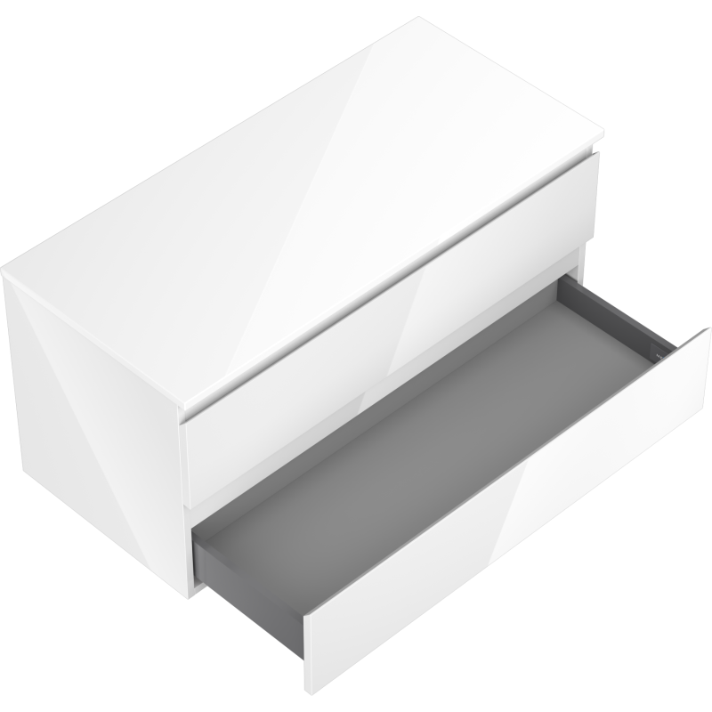 Mexen Orio Badezimmerschrank 100 cm mit Arbeitsplatte, 2 Schubladen, weiß glänzend - 91A10-10047-2-BFFC00