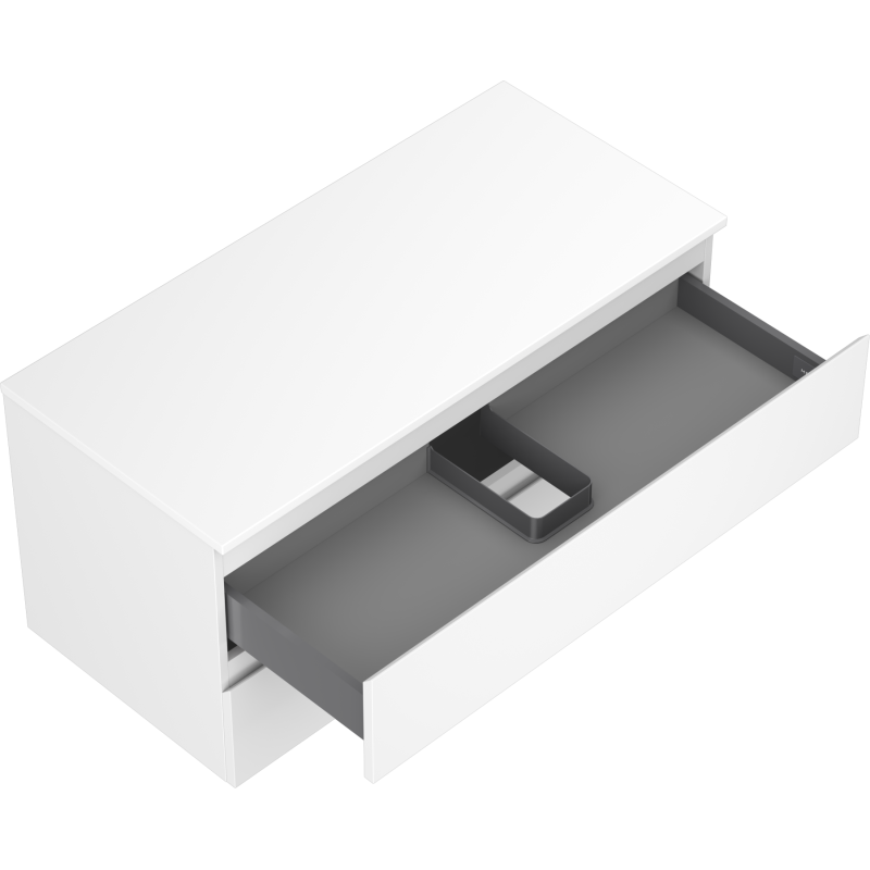 Mexen Orio Badezimmerschrank 100 cm mit Arbeitsplatte, 2 Schubladen, weiß matt - 91A10-10047-2-BFFC01
