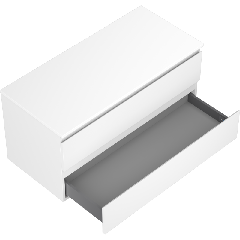 Mexen Orio Badezimmerschrank 100 cm mit Arbeitsplatte, 2 Schubladen, weiß matt - 91A10-10047-2-BFFC01