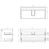 Mexen Orio Badezimmer-Unterschrank 100 cm mit Arbeitsplatte, 2 Schubladen, matt Graphit - 91A10-10047-2-BFFC66