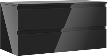 Mexen Orio Badezimmerschrank 100 cm mit Waschtischplatte, 2 Schubladen, schwarz glänzend - 91A10-10047-2-BFFC70