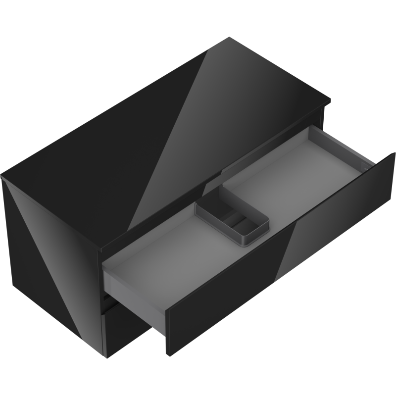 Mexen Orio Badezimmerschrank 100 cm mit Waschtischplatte, 2 Schubladen, schwarz glänzend - 91A10-10047-2-BFFC70