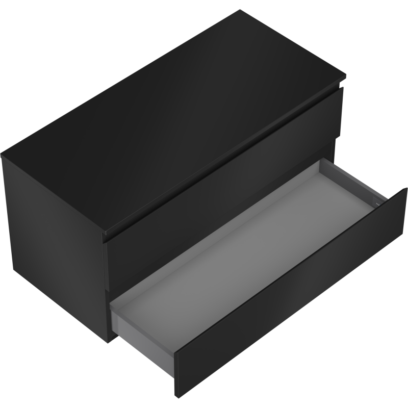 Mexen Orio Badezimmerunterschrank 100 cm mit Platte, 2 Schubladen, schwarz matt - 91A10-10047-2-BFFC71