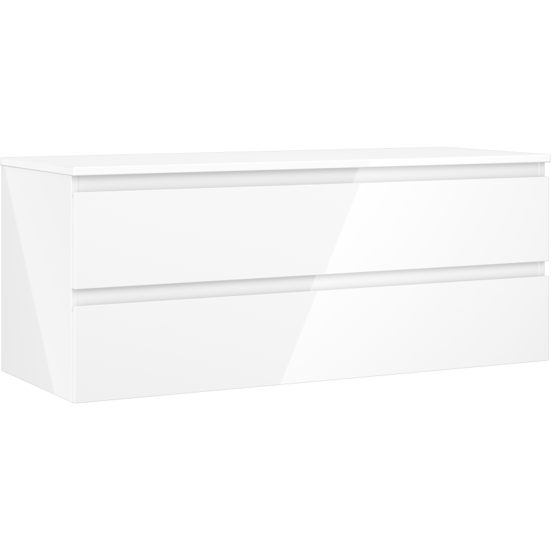 Mexen Orio Badezimmer-Unterschrank 120 cm mit Platte, 2 Schubladen, weiß glänzend - 91A10-12047-2-BFFC00