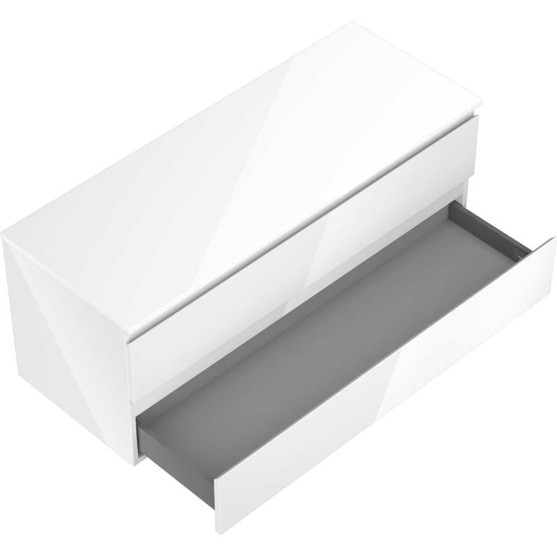 Mexen Orio Badezimmer-Unterschrank 120 cm mit Platte, 2 Schubladen, weiß glänzend - 91A10-12047-2-BFFC00