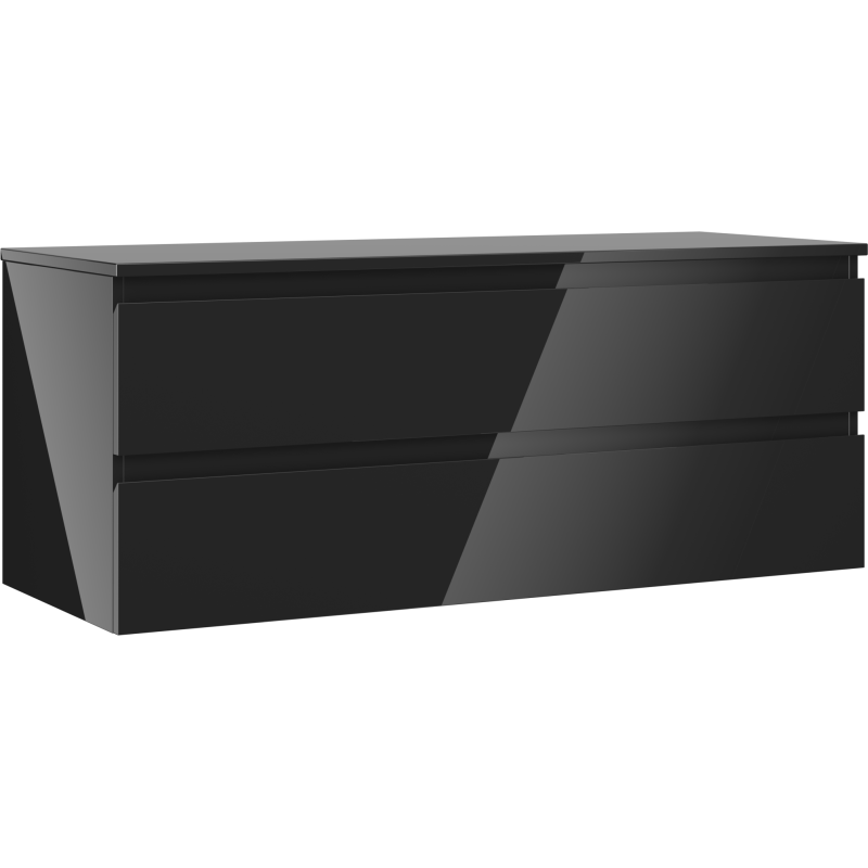 Mexen Orio Badezimmerunterschrank 120 cm mit Platte, 2 Schubladen, schwarz glänzend - 91A10-12047-2-BFFC70