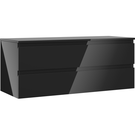 Mexen Orio Badezimmerunterschrank 120 cm mit Platte, 2 Schubladen, schwarz glänzend - 91A10-12047-2-BFFC70