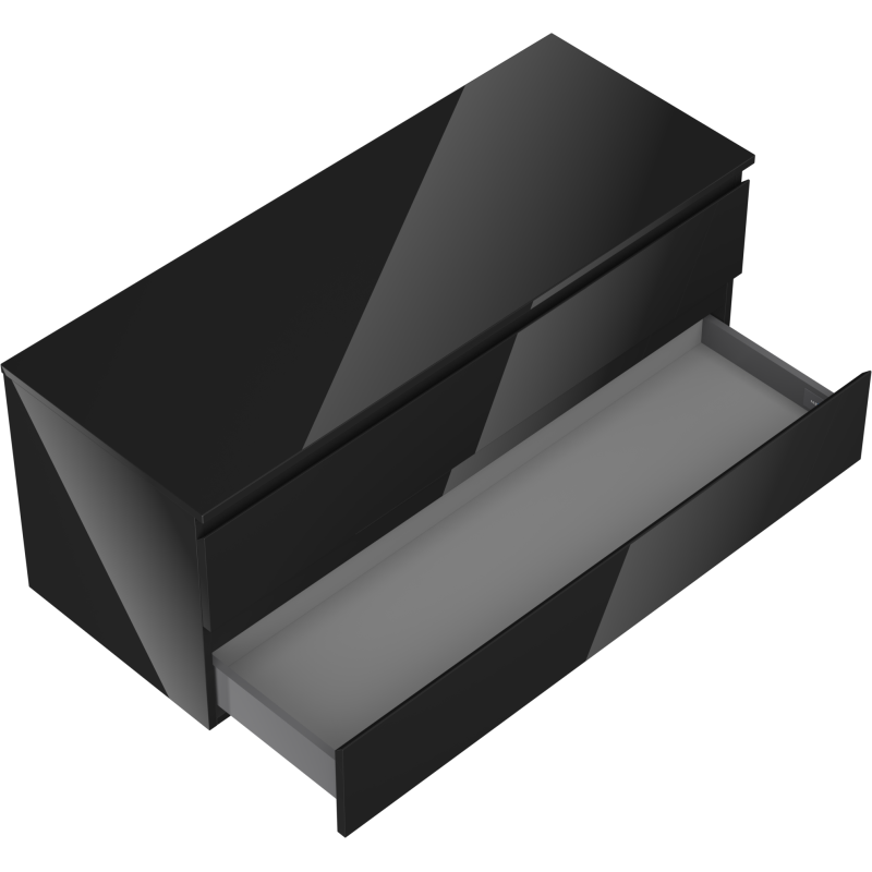 Mexen Orio Badezimmerunterschrank 120 cm mit Platte, 2 Schubladen, schwarz glänzend - 91A10-12047-2-BFFC70