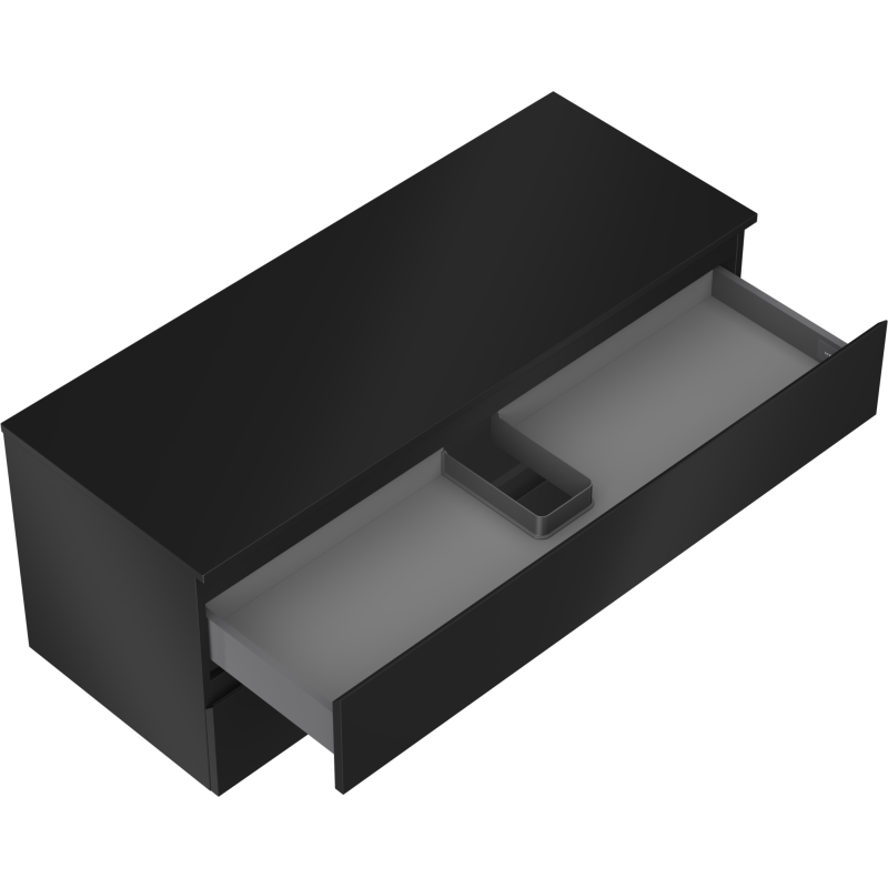 Mexen Orio Badezimmerschrank für Waschbecken 120 cm mit Arbeitsplatte, 2 Schubladen, schwarz matt - 91A10-12047-2-BFFC71