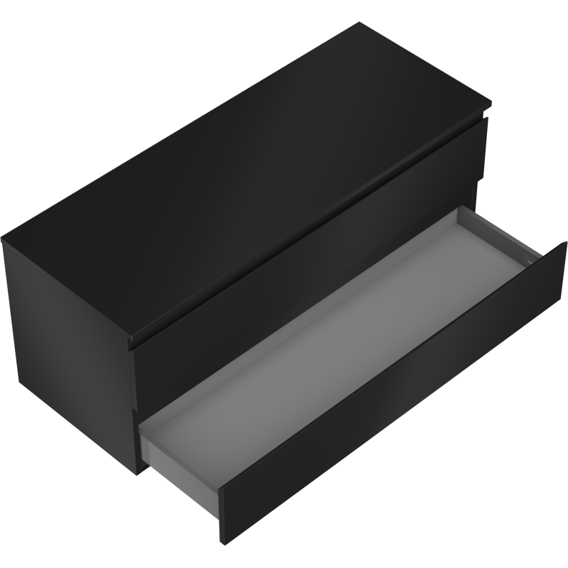 Mexen Orio Badezimmerschrank für Waschbecken 120 cm mit Arbeitsplatte, 2 Schubladen, schwarz matt - 91A10-12047-2-BFFC71