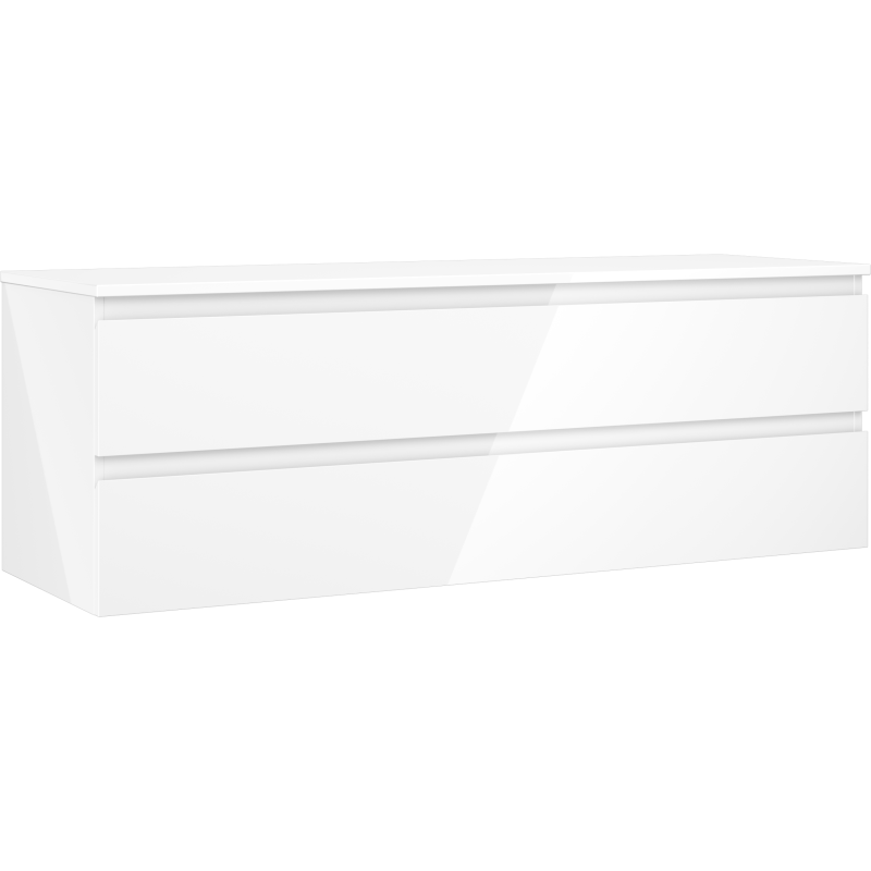 Mexen Orio Badezimmerunterschrank 140 cm mit Arbeitsplatte, 2 Schubladen, weiß glänzend - 91A10-14047-2-BFFC00