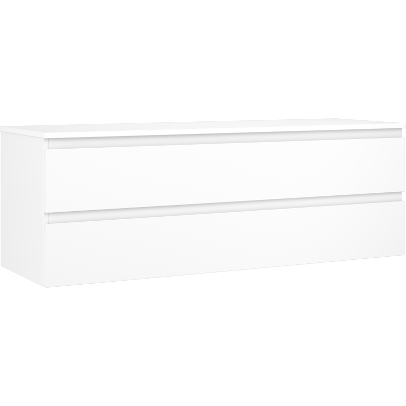 Mexen Orio Badezimmerschrank unter Waschbecken 140 cm mit Arbeitsplatte, 2 Schubladen, weiß matt - 91A10-14047-2-BFFC01