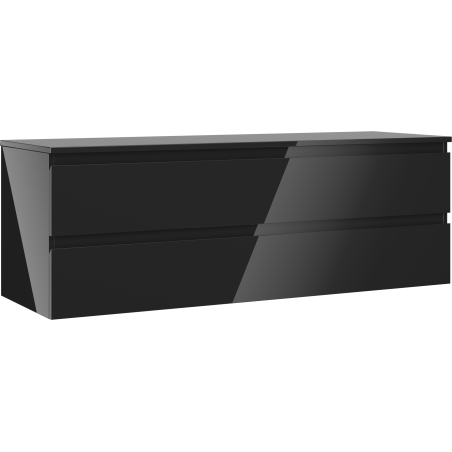Mexen Orio Badezimmerunterschrank 140 cm mit Arbeitsplatte, 2 Schubladen, schwarzer Glanz - 91A10-14047-2-BFFC70