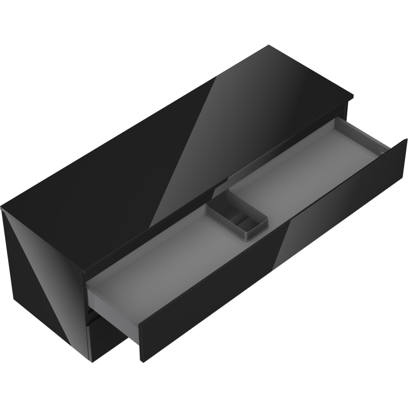 Mexen Orio Badezimmerunterschrank 140 cm mit Arbeitsplatte, 2 Schubladen, schwarzer Glanz - 91A10-14047-2-BFFC70