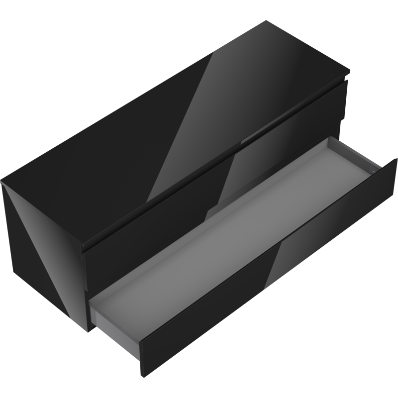Mexen Orio Badezimmerunterschrank 140 cm mit Arbeitsplatte, 2 Schubladen, schwarzer Glanz - 91A10-14047-2-BFFC70