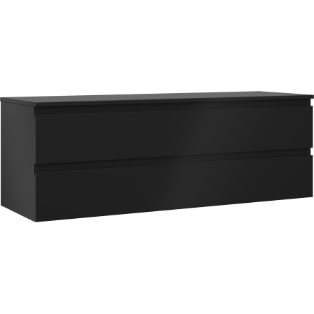 Mexen Orio Badezimmerschrank unter Waschbecken 140 cm mit Platte, 2 Schubladen, schwarz matt - 91A10-14047-2-BFFC71