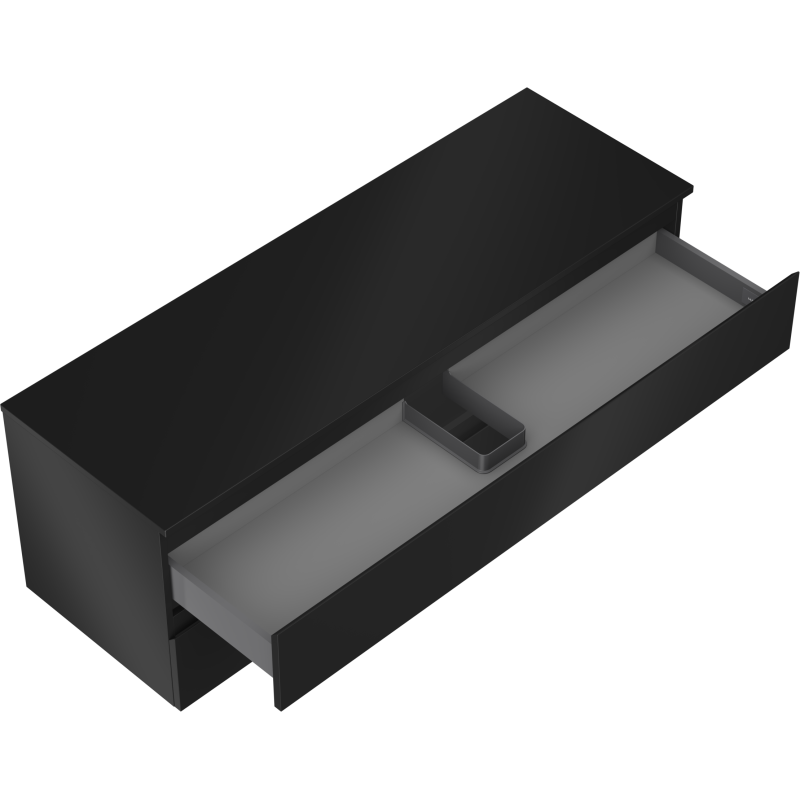 Mexen Orio Badezimmerschrank unter Waschbecken 140 cm mit Platte, 2 Schubladen, schwarz matt - 91A10-14047-2-BFFC71