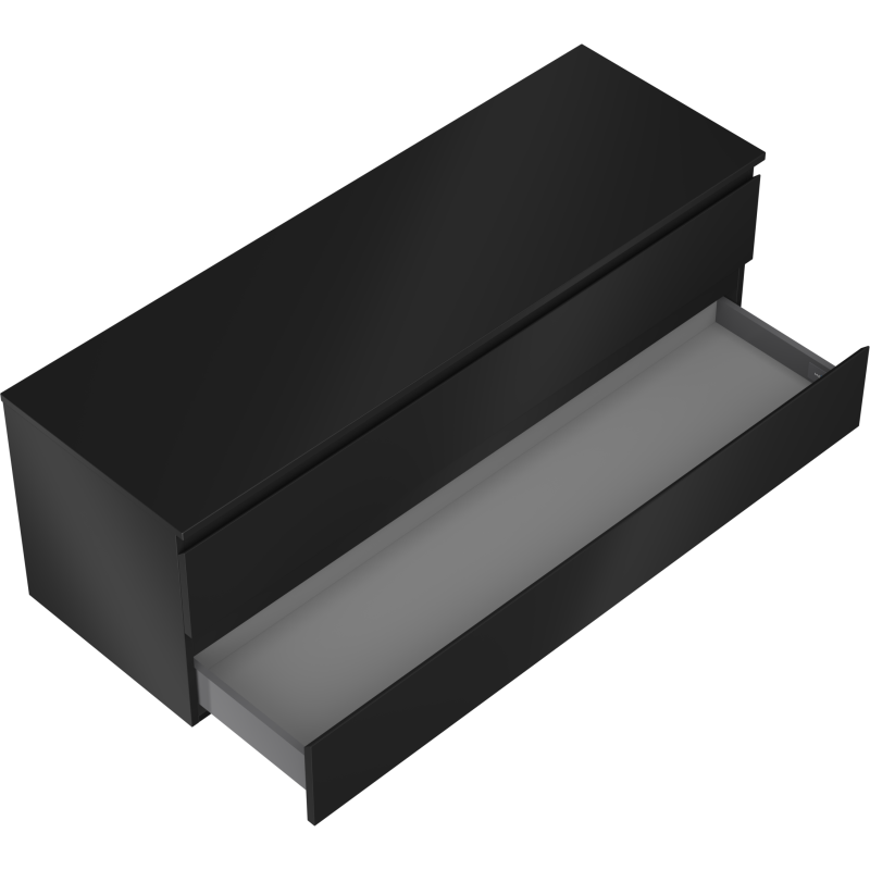 Mexen Orio Badezimmerschrank unter Waschbecken 140 cm mit Platte, 2 Schubladen, schwarz matt - 91A10-14047-2-BFFC71