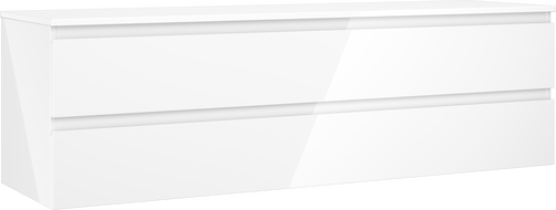 Mexen Orio Badezimmerunterschrank 160 cm mit Platte, 2 Schubladen, Weiß glänzend - 91A10-16047-2-BFFC00